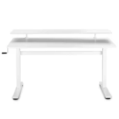 Tranzendesk Standing Desk With Clamp-On Shelf - 55" Sit To Stand Workstation With 55” Monitor Stand - White - Stand Steady -WorkHaven Sales Shop GUEST 005908a2 0440 48e4 9026 0ec12940c7e6