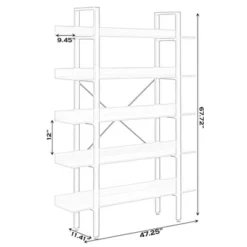 Fabulaxe Industrial 5 Shelf Wood And Metal Etagere Rustic Bookcase Free Standing Bookshelf -WorkHaven Sales Shop GUEST 006602d3 a698 4f5e 9333 ef7dae04ba78