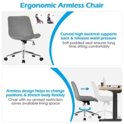 Costway Mid Back Armless Office Chair Adjustable Swivel Fabric Task Desk Chair -WorkHaven Sales Shop GUEST 0124107a 1465 41ea afc6 20ec5dff7675