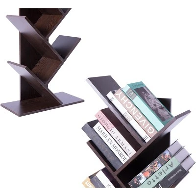 Basicwise Wooden 9-Shelf Tree Magazine CD Storage Bookcase 2 Basicwise Wooden 9-Shelf Tree Magazine CD Storage Bookcase - Image 2