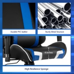 Costway X-Shaped Gaming Desk & Racing Style Massage Chair Set Home Office Black+White/Blue/Grey/Red -WorkHaven Sales Shop GUEST 0186d6c8 7302 4cbc baf6 395b1b406ae1