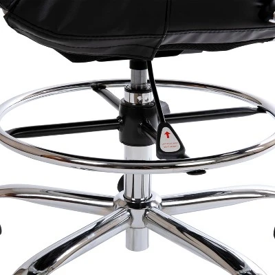 Emma And Oliver Mid-Back LeatherSoft Drafting Chair With Adjustable Foot Ring And Chrome Base 7 Emma And Oliver Mid-Back LeatherSoft Drafting Chair With Adjustable Foot Ring And Chrome Base - Image 7