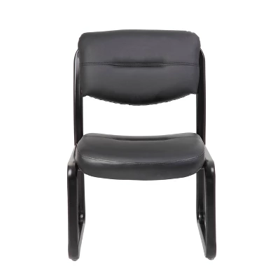 Armless Leather Sled Base Guest Chair Black - Boss Office Products 5 Armless Leather Sled Base Guest Chair Black - Boss Office Products - Image 5