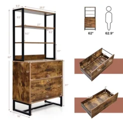Costway 2 Drawer Vertical File Cabinet W/Lock & Bookshelf, Letter Size Filing Cabinet -WorkHaven Sales Shop GUEST 031c615d 04e2 4a75 a436 78f879ec22c6