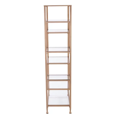 68" Jamel Metal Glass Asymmetrical Etagere Bookcase Gold - Aiden Lane 3 68" Jamel Metal Glass Asymmetrical Etagere Bookcase Gold - Aiden Lane - Image 3