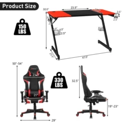 Costway Gaming Desk & Chair Set Z-Shaped Racing Style Desk With Massage Swivel Gaming Chair -WorkHaven Sales Shop GUEST 036d20b3 71d1 45ab 9816 d9e7d1e337b5