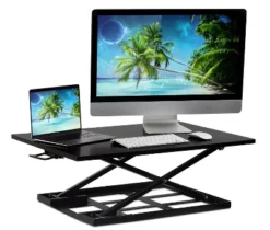 Mount-It! Standing Desk Converter, Height Adjustable Sit Stand Desk, 32x22 Inch Preassembled Stand Up Desk Converter, Ultra Low Profile Design, Black