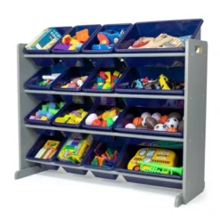 Newport Super Sized Toy Storage Organizer With 16 Storage Bins Navy/Gray - Humble Crew