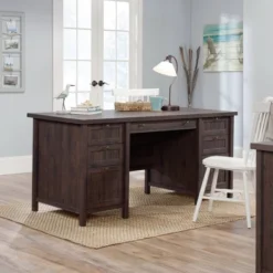 Costa Executive Desk Coffee Oak - Sauder
