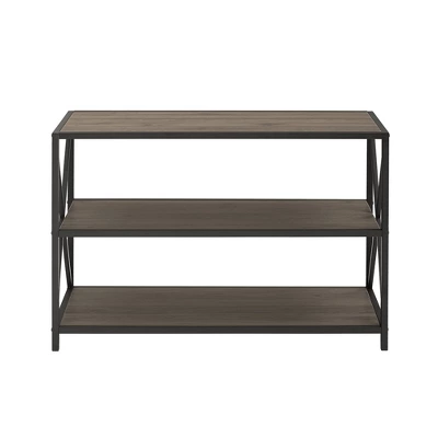25.62" X Frame Metal And Wood Media Bookshelf - Saracina Home 3 25.62" X Frame Metal And Wood Media Bookshelf - Saracina Home - Image 3