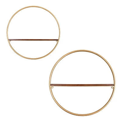 2pc Maxfield Round Wall Shelf Set Walnut Brown - Kate & Laurel All Things Decor 3 2pc Maxfield Round Wall Shelf Set Walnut Brown - Kate & Laurel All Things Decor - Image 3