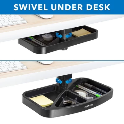 Mount-It! Under Desk Swivel Storage Tray | Ergonomic Undermount Shelf Organizer Holds Office Supplies | Mounts To Desktops Tables And Workbenches 2 Mount-It! Under Desk Swivel Storage Tray | Ergonomic Undermount Shelf Organizer Holds Office Supplies | Mounts To Desktops Tables And Workbenches - Image 2