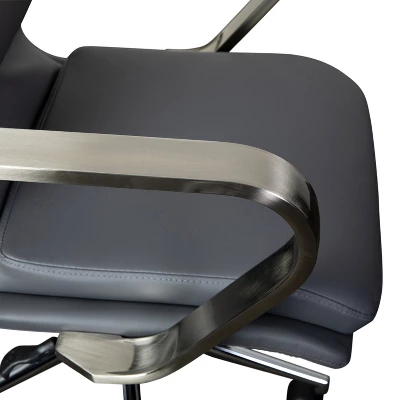 Flash Furniture James Mid-Back Designer Executive Upholstered Office Chair With Brushed Metal Base And Arms 7 Flash Furniture James Mid-Back Designer Executive Upholstered Office Chair With Brushed Metal Base And Arms - Image 7
