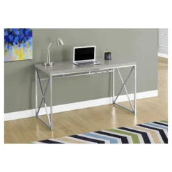 Chrome Metal Computer Desk - Dark Taupe - EveryRoom