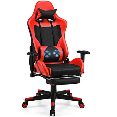 Costway Massage Gaming Chair Reclining Racing Office Computer Chair With Footrest WhiteBluePinkRed 13 Costway Massage Gaming Chair Reclining Racing Office Computer Chair With Footrest WhiteBluePinkRed - Image 13