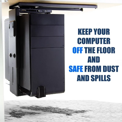 Mount-It! CPU Desk Mount | Adjustable Under Desk Computer Mount W/ Anti-Theft Screw | CPU Holder W/ Sliding Track & 360 Deg. Swivel | 22 Lbs. Capacity 2 Mount-It! CPU Desk Mount | Adjustable Under Desk Computer Mount W/ Anti-Theft Screw | CPU Holder W/ Sliding Track & 360 Deg. Swivel | 22 Lbs. Capacity - Image 2