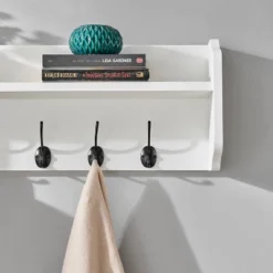 25" X 9" Entryway Floating Utility Wall Shelf With Hooks White - Danya B. 20 25" X 9" Entryway Floating Utility Wall Shelf With Hooks White - Danya B. -WorkHaven Sales Shop GUEST 0c1bdc85 4fc4 41e4 8e25 592da5ca88fc