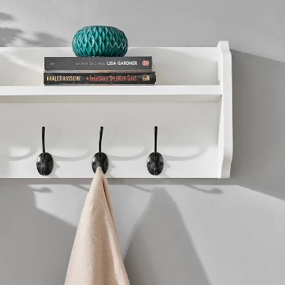 25" X 9" Entryway Floating Utility Wall Shelf With Hooks White - Danya B. 7 25" X 9" Entryway Floating Utility Wall Shelf With Hooks White - Danya B. - Image 7