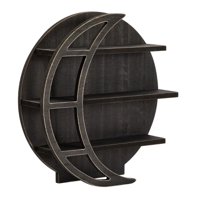 Farmlyn Creek Wooden Crescent Moon Wall Shelf, Rustic Wall Home Decor For Crystals & Essential Oils, Black, 12 X 12 X 3 In 6 Farmlyn Creek Wooden Crescent Moon Wall Shelf, Rustic Wall Home Decor For Crystals & Essential Oils, Black, 12 X 12 X 3 In - Image 6