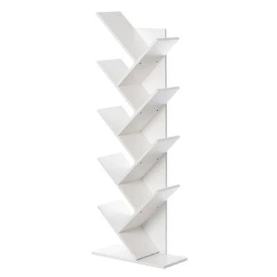 Basicwise Wooden 9-Shelf Tree Magazine CD Storage Bookcase 6 Basicwise Wooden 9-Shelf Tree Magazine CD Storage Bookcase - Image 6