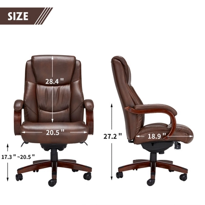 JOMEED CC82 Delano Big And Tall Executive Office Chair With Ergonomic Lumbar Support, Adjustable Height, And Comfort Core Memory Foam, Brown Leather 4 JOMEED CC82 Delano Big And Tall Executive Office Chair With Ergonomic Lumbar Support, Adjustable Height, And Comfort Core Memory Foam, Brown Leather - Image 4
