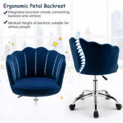Costway Velvet Petal Shell Office Chair Adjustable Swivel Accent Vanity Armchair YellowBlueGreyPink -WorkHaven Sales Shop GUEST 0d008065 2e9c 4a42 993a 13a744addd17