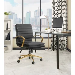 Mid Back Faux Leather Chair With Gold Finish - OSP Home Furnishings 13 Mid Back Faux Leather Chair With Gold Finish - OSP Home Furnishings -WorkHaven Sales Shop GUEST 0d7be0b0 b6a1 45c2 9410 8367da5249d1
