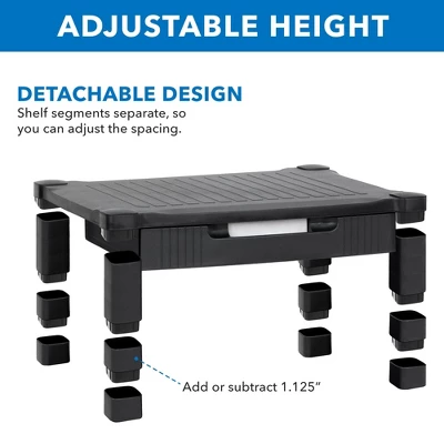 Mount-It! Monitor Riser With Drawer | Height Adjustable Monitor Stand With Sliding Three-Row Storage | Riser For Computer Screen, Printer, Or Laptop 5 Mount-It! Monitor Riser With Drawer | Height Adjustable Monitor Stand With Sliding Three-Row Storage | Riser For Computer Screen, Printer, Or Laptop - Image 5