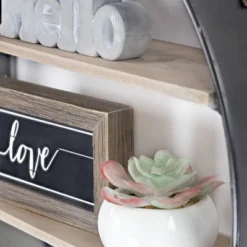 33" Round Metal And Wood Hanging Wall Shelf Brown - American Art Decor 8 33" Round Metal And Wood Hanging Wall Shelf Brown - American Art Decor -WorkHaven Sales Shop GUEST 0f3b4641 f032 460f ad7d fbae148c8eb2