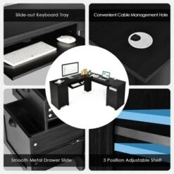 Costway L-Shaped Corner Computer Desk Writing Table Study Workstation W/ Drawers Storage Black 16 Costway L-Shaped Corner Computer Desk Writing Table Study Workstation W/ Drawers Storage Black -WorkHaven Sales Shop GUEST 0f90eb39 8291 4283 847c 3750ad53bf88