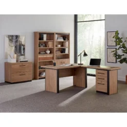 78" Abbott Contemporary Open Wood Laminate Bookcase Light Brown - Martin Furniture