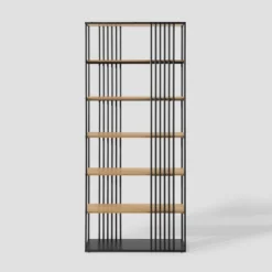 79" Modern 6 Shelf With Metal Bar Bookcase Coastal Oak/Black - Saracina Home 12 79" Modern 6 Shelf With Metal Bar Bookcase Coastal Oak/Black - Saracina Home -WorkHaven Sales Shop GUEST 10748008 39ee 4721 929f b7239ed78e10