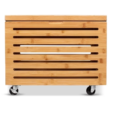 BirdRock Home Bamboo Rolling File Storage Organizer Box With Lid - Natural 6 BirdRock Home Bamboo Rolling File Storage Organizer Box With Lid - Natural - Image 6