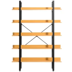 Fabulaxe Industrial 5 Shelf Wood And Metal Etagere Rustic Bookcase Free Standing Bookshelf -WorkHaven Sales Shop GUEST 115c5832 203d 46ae 8b18 f7e813f6dbf0