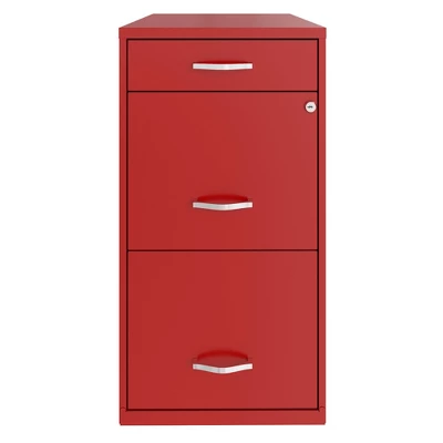 Space Solutions 18 Inch Wide Metal Organizer File Cabinet For Office Supplies And Hanging File Folders W/ Pencil Drawer & 3 File Drawers, Red 2 Space Solutions 18 Inch Wide Metal Organizer File Cabinet For Office Supplies And Hanging File Folders W/ Pencil Drawer & 3 File Drawers, Red - Image 2