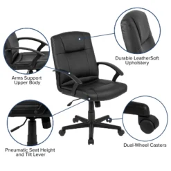 Emma And Oliver Mid-Back Black LeatherSoft-Padded Task Office Chair With Arms -WorkHaven Sales Shop GUEST 124bfa41 c737 40be a214 28c336d21532