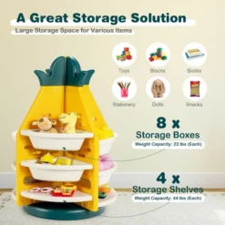 Costway Kids Toy Storage Organizer 360° Revolving Pineapple Shelf W/Plastic Bins -WorkHaven Sales Shop GUEST 12bb8906 9646 4b79 86dd 2b786e8ac3e0