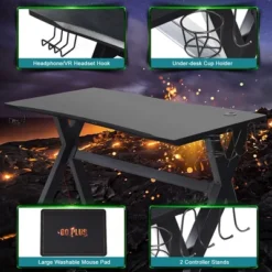 Costway X-Shaped Gaming Desk & Racing Style Massage Chair Set Home Office Black+White/Blue/Grey/Red -WorkHaven Sales Shop GUEST 12be490d e557 49fe b73f 8b51e6bc7ea9