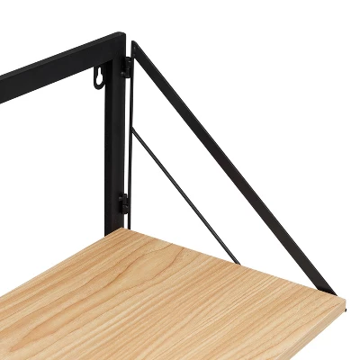 Honey-Can-Do Large Laundry Wall Shelf With Wood Light Oak 2 Honey-Can-Do Large Laundry Wall Shelf With Wood Light Oak - Image 2