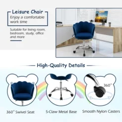 Costway Velvet Petal Shell Office Chair Adjustable Swivel Accent Vanity Armchair YellowBlueGreyPink -WorkHaven Sales Shop GUEST 13502158 5c3d 4f20 883a 173786fd32d3