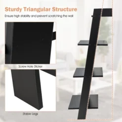 Costway 4-Tier Ladder Shelf Leaning Bookshelf WithAnti-falling Baffle Wood Bookcase Black/White 18 Costway 4-Tier Ladder Shelf Leaning Bookshelf WithAnti-falling Baffle Wood Bookcase Black/White -WorkHaven Sales Shop GUEST 13517d4a 8665 4b3a 89e3 cbbdfa98bfd8