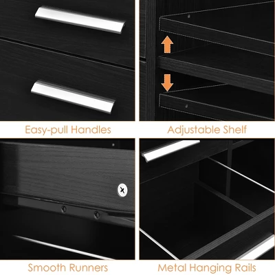 Costway 3-Drawer File Cabinet Mobile Lateral Cabinet Printer Stand EspressoBlack 9 Costway 3-Drawer File Cabinet Mobile Lateral Cabinet Printer Stand EspressoBlack - Image 9