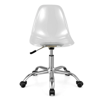 Costway Rolling Acrylic Armless Office Chair Swivel Vanity Chair Adjustable Height 9 Costway Rolling Acrylic Armless Office Chair Swivel Vanity Chair Adjustable Height - Image 9