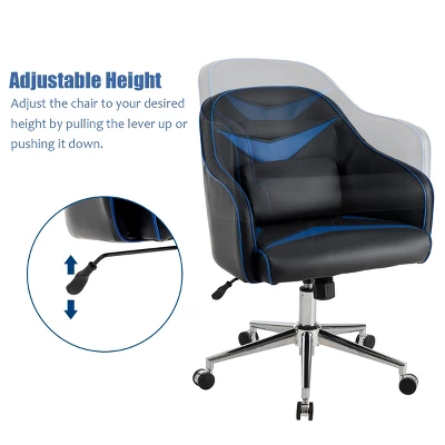 Costway Office Chair Swivel Adjustable Height W/ Massage Lumbar Support Blue 8 Costway Office Chair Swivel Adjustable Height W/ Massage Lumbar Support Blue - Image 8
