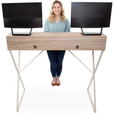 Joy Standing Desk 48” Stand-up Workstation With Cubbies – Wood Grain Finish – Stand Steady 6 Joy Standing Desk 48” Stand-up Workstation With Cubbies – Wood Grain Finish – Stand Steady - Image 6