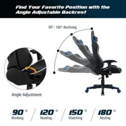 Costway Massage Gaming Chair Reclining Swivel Racing Office Chair W/Lumbar Support WhiteBlueGreyRed -WorkHaven Sales Shop GUEST 15ba89f5 6b09 4a52 a78f b8291223101b 1