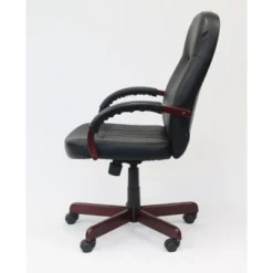 Leatherplus Exec. Chair With Mahogany Finish Black - Boss Office Products -WorkHaven Sales Shop GUEST 15c9be3a e52a 40b8 a54f 732947a2ce74