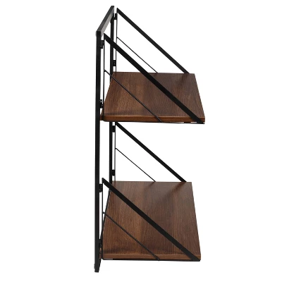 Honey-Can-Do 2 Tier Laundry Shelf With Wood Walnut 4 Honey-Can-Do 2 Tier Laundry Shelf With Wood Walnut - Image 4