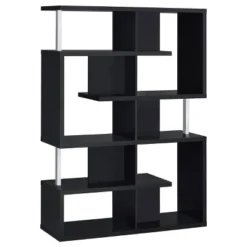 Hoover 5 Shelf Zig Zag Bookcase With Chrome Details - Coaster -WorkHaven Sales Shop GUEST 16c31120 1dc2 430c 96e0 0a3a2957f56a