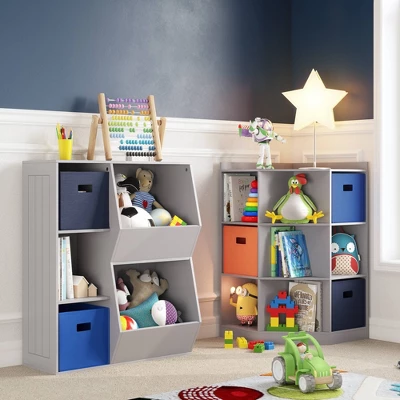RiverRidge Home Kids' 6 Cubby With 3 Shelf Corner Cabinet - RiverRidge 2 RiverRidge Home Kids' 6 Cubby With 3 Shelf Corner Cabinet - RiverRidge - Image 2